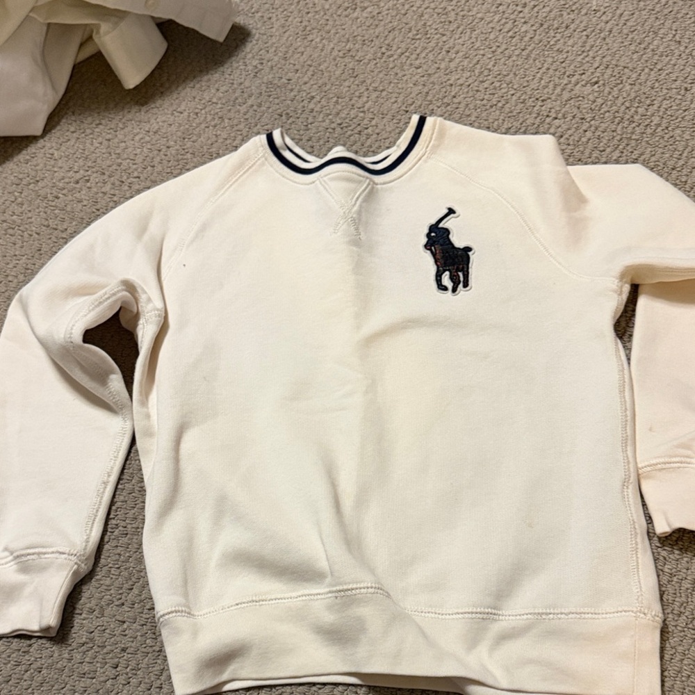 White Sweatshirt with Embroidered Logo